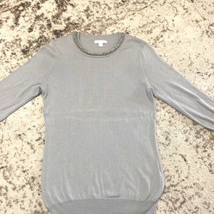 New York & Company crystal neckline pull over sweater size medium
